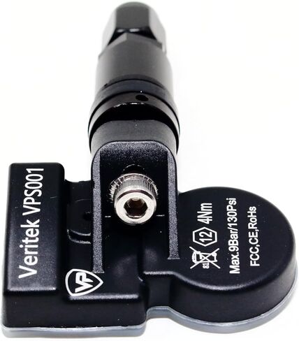 مجموعة من 4 أجهزة استشعار ضغط الإطارات Veritek VPS001 TPMS 433 ميجا هرتز لطراز Tesla S 3 X 103460200A 103460200B 103460200C مع صمام ألومنيوم أسود سيقان استبدال ما بعد البيع in Kuwait