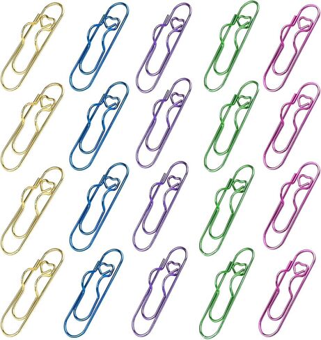 Metal Pen Clips & Holders Set, 20 PCS 2.75" Colorful (5 Colors) Multi-Purpose Pen/Pencil Clips for Notebooks/Journal/Planner, Heart Paper for School & Office Supplies in Saudi Arabia