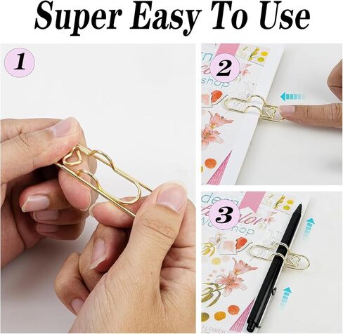 Metal Pen Clips & Holders Set, 20 PCS 2.75" Colorful (5 Colors) Multi-Purpose Pen/Pencil Clips for Notebooks/Journal/Planner, Heart Paper for School & Office Supplies in Saudi Arabia