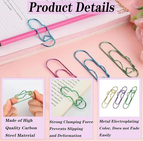 Metal Pen Clips & Holders Set, 20 PCS 2.75" Colorful (5 Colors) Multi-Purpose Pen/Pencil Clips for Notebooks/Journal/Planner, Heart Paper for School & Office Supplies in Saudi Arabia