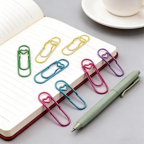 Metal Pen Clips & Holders Set, 20 PCS 2.75" Colorful (5 Colors) Multi-Purpose Pen/Pencil Clips for Notebooks/Journal/Planner, Heart Paper for School & Office Supplies in Saudi Arabia