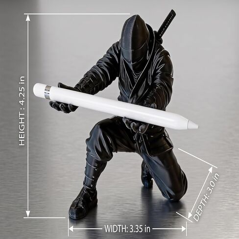3D Printed Kneeling Warrior Pen Holder - Ninja Figurine Desk Stand for Fountain Pens, Apple Pencil, Cigars & Letter Openers | Unique Office Decor & Executive Gothic Gift for Men (Black) in Saudi Arabia