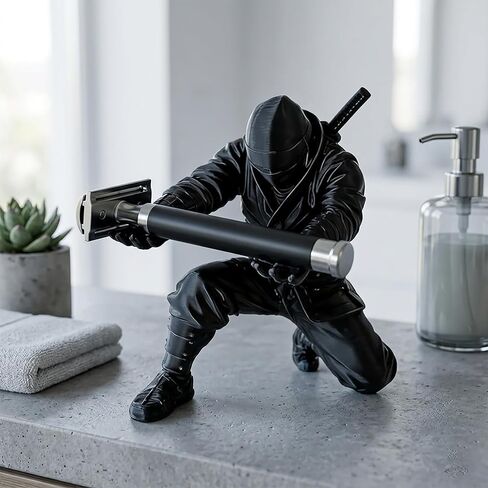 3D Printed Kneeling Warrior Pen Holder - Ninja Figurine Desk Stand for Fountain Pens, Apple Pencil, Cigars & Letter Openers | Unique Office Decor & Executive Gothic Gift for Men (Black) in Saudi Arabia