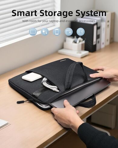 Lightweight Laptop Bag Briefcase, 14-Inch, 235g Ultra Slim Shockproof Computer Sleeve with Handle, Water-Resistant Portable Case for MacBook Air/Pro, Dell XPS, Huawei MateBook, Business Travel (Black) in Saudi Arabia