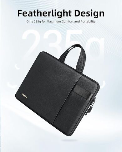 Lightweight Laptop Bag Briefcase, 14-Inch, 235g Ultra Slim Shockproof Computer Sleeve with Handle, Water-Resistant Portable Case for MacBook Air/Pro, Dell XPS, Huawei MateBook, Business Travel (Black) in Saudi Arabia