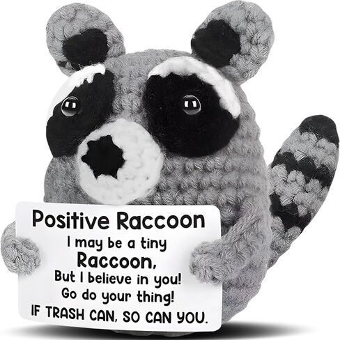 Positive Crochet Animals Raccoon Decor Emotional Supporting Raccoon Gifts for Women Men Friend Coworker Bestie Birthday Christmas Encouragement Gifts for Women in Saudi Arabia