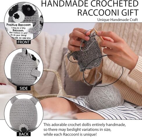 Positive Crochet Animals Raccoon Decor Emotional Supporting Raccoon Gifts for Women Men Friend Coworker Bestie Birthday Christmas Encouragement Gifts for Women in Saudi Arabia