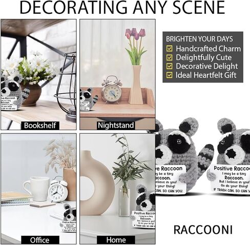 Positive Crochet Animals Raccoon Decor Emotional Supporting Raccoon Gifts for Women Men Friend Coworker Bestie Birthday Christmas Encouragement Gifts for Women in Saudi Arabia