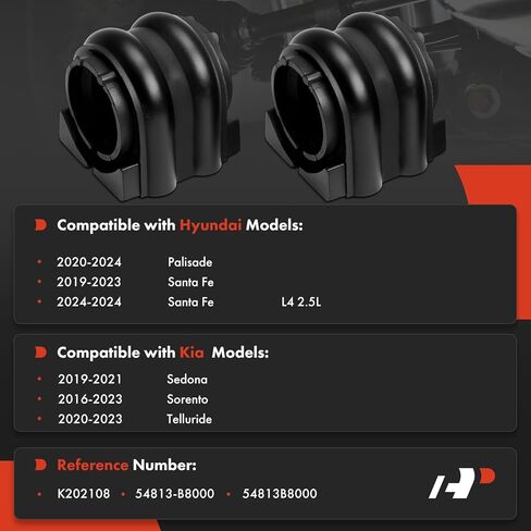 A-Premium 2 x Front To Frame Sway Bar Bushing Kit, Compatible with Kia Sorento 2016-2023, Sedona 2019-2021, Telluride 2020-2023 & Santa Fe 2019-2024, Palisade 2020-2024 in Kuwait