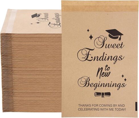 100 PCS Paper Graduation Candy Bags(5.1x7.9 Inch) Kraft One Smart Food Popcorn Cookie Treat Bags Goodie Snack Gifts Wrap Congrats Grad Graduation Party Favors Supplies Decorations 2026 Table Decor in Saudi Arabia