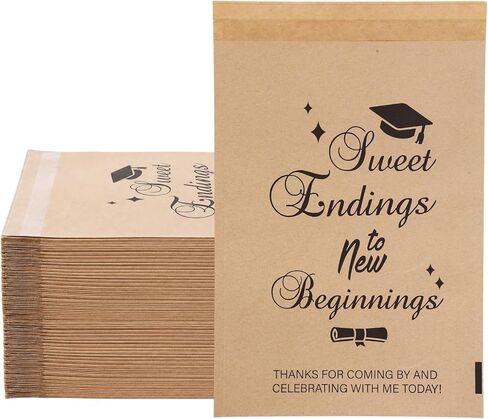 100 PCS Paper Graduation Candy Bags(5.1x7.9 Inch) Kraft One Smart Food Popcorn Cookie Treat Bags Goodie Snack Gifts Wrap Congrats Grad Graduation Party Favors Supplies Decorations 2026 Table Decor in Saudi Arabia