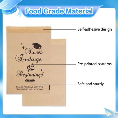 100 PCS Paper Graduation Candy Bags(5.1x7.9 Inch) Kraft One Smart Food Popcorn Cookie Treat Bags Goodie Snack Gifts Wrap Congrats Grad Graduation Party Favors Supplies Decorations 2026 Table Decor in Saudi Arabia
