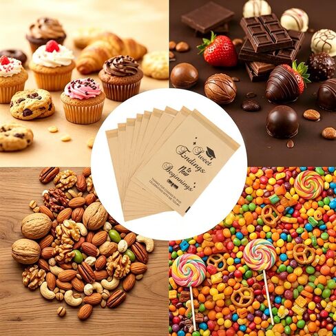 100 PCS Paper Graduation Candy Bags(5.1x7.9 Inch) Kraft One Smart Food Popcorn Cookie Treat Bags Goodie Snack Gifts Wrap Congrats Grad Graduation Party Favors Supplies Decorations 2026 Table Decor in Saudi Arabia