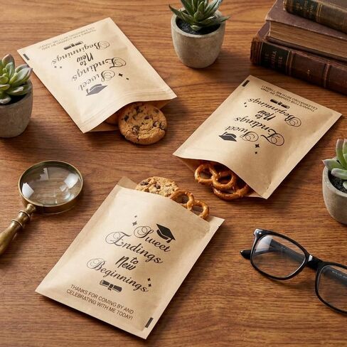 100 PCS Paper Graduation Candy Bags(5.1x7.9 Inch) Kraft One Smart Food Popcorn Cookie Treat Bags Goodie Snack Gifts Wrap Congrats Grad Graduation Party Favors Supplies Decorations 2026 Table Decor in Saudi Arabia