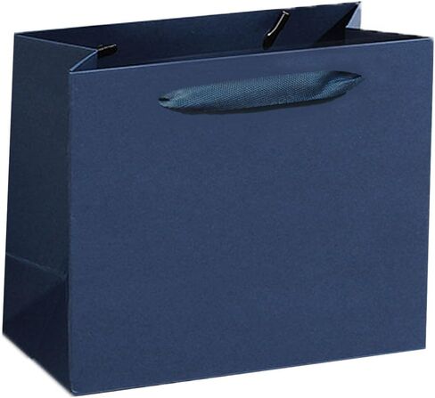 MULIANBOX Navy Blue Gift Bag 12 Pack, 8.7x3.9x7.1inch Gift Wrap Bags with Ribbon Handles, Reusable Heavy Duty Kraft Paper Bags Bulk for Shopping, Wedding, Party, Gift, Retail in Saudi Arabia