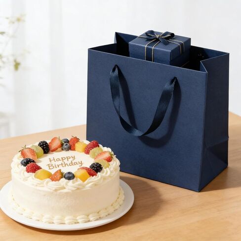 MULIANBOX Navy Blue Gift Bag 12 Pack, 8.7x3.9x7.1inch Gift Wrap Bags with Ribbon Handles, Reusable Heavy Duty Kraft Paper Bags Bulk for Shopping, Wedding, Party, Gift, Retail in Saudi Arabia