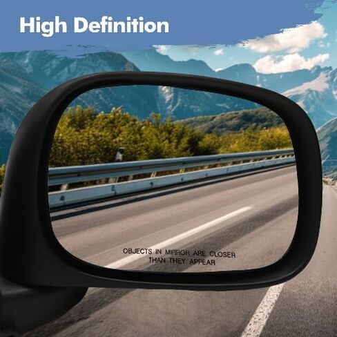 PM Auto Right Passenger Side Manual Foldaway View Mirror Chrome/Convex+Warning Black Textured For 2002-2008 Dodge RAM 1500 in Kuwait