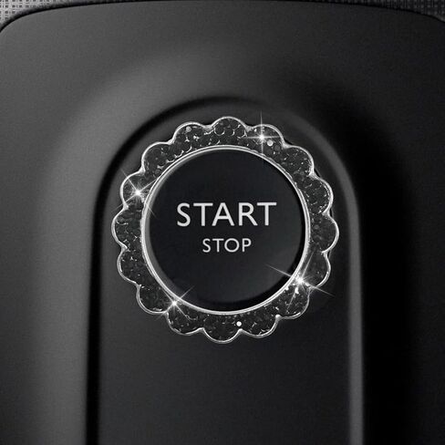 Bling Flower Car Engine Start Stop Decoration Ring, Crystal Rhinestone Auto Push to Start Button Trim Cover Sticker, Vehicle Interior Key Ignition Knob Accessories(Pink) in Kuwait
