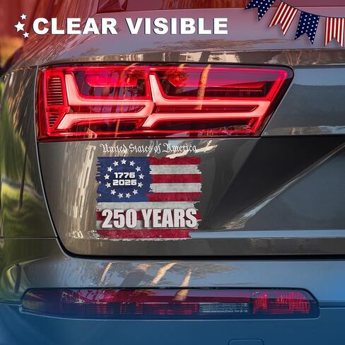 USA 250th Anniversary Car Decal, 1776–2026 American Flag Patriotic Stickers, United States Independence Commemorative Car Window and Bumper Decal, 9 x 8 Inches in Kuwait