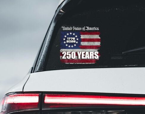 USA 250th Anniversary Car Decal, 1776–2026 American Flag Patriotic Stickers, United States Independence Commemorative Car Window and Bumper Decal, 9 x 8 Inches in Kuwait