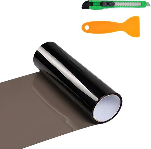 Car Headlight Vinyl Film Sticker Sheet Roll, 12"x48" Self-Adhesive Light Tint Sticker with Squeegee & Cutter, Waterproof Extra-Wide Wrap Film Roll for Car Taillights Fog Lights (Light Black) in Kuwait