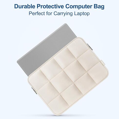 MOSISO 13-14 inch Laptop Case, 13.3 inch Puffy Laptop Sleeve Compatible with MacBook Neo/Air 13.6/Pro 13/Pro 14, HP Dell ASUS Lenovo, Twelve Rectangle Quilted Puffer Computer Bag Cover for Women, Sand in Kuwait