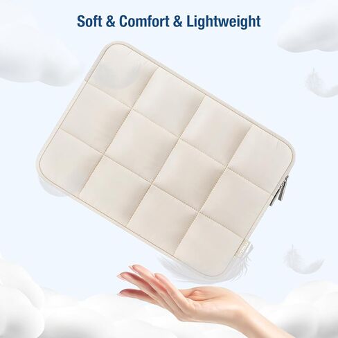 MOSISO 13-14 inch Laptop Case, 13.3 inch Puffy Laptop Sleeve Compatible with MacBook Neo/Air 13.6/Pro 13/Pro 14, HP Dell ASUS Lenovo, Twelve Rectangle Quilted Puffer Computer Bag Cover for Women, Sand in Kuwait