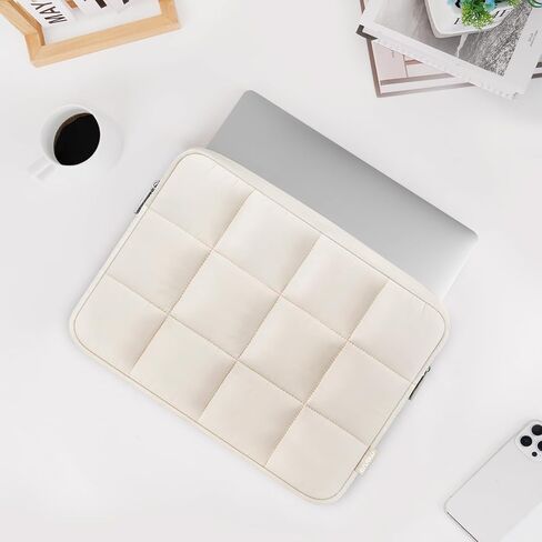 MOSISO 13-14 inch Laptop Case, 13.3 inch Puffy Laptop Sleeve Compatible with MacBook Neo/Air 13.6/Pro 13/Pro 14, HP Dell ASUS Lenovo, Twelve Rectangle Quilted Puffer Computer Bag Cover for Women, Sand in Kuwait