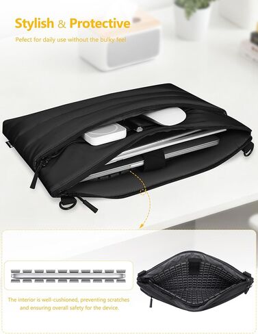 HYZUO 13.3-14 Inch Laptop Sleeve Bag for MacBook Pro 14 M5-M1 A3426 A3427, MacBook Pro/Air 13, 13" 13.3" Dell/HP/Lenovo/Asus/Acer/Samsung, Women Shoulder Bags Case Work Daily Handbag, Black in Saudi Arabia