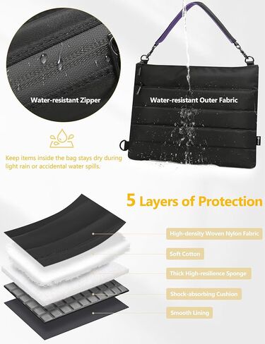 HYZUO 13.3-14 Inch Laptop Sleeve Bag for MacBook Pro 14 M5-M1 A3426 A3427, MacBook Pro/Air 13, 13" 13.3" Dell/HP/Lenovo/Asus/Acer/Samsung, Women Shoulder Bags Case Work Daily Handbag, Black in Saudi Arabia