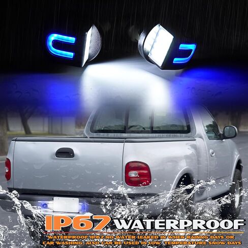 LED License Plate Lights Tag Lights Compatible with F150/F250/F350/F450/F550 Super Duty Rear Bumper Tag Lamp, White Light & Blue C-Shaped Light 2PCS in Saudi Arabia