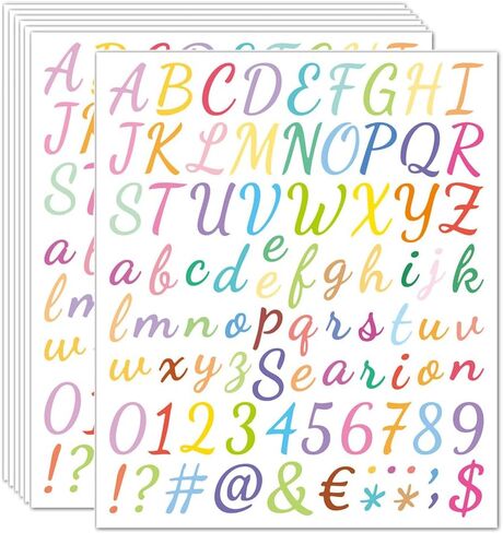 1 Inch 525 Pcs Colorful Letter Stickers 7 Sheets Vinyl Alphabet Stickers Waterproof Self Adhesive Scrapbook Crafts in Kuwait