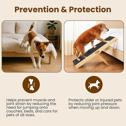 Adjustable Dog Ramp for Bed & Couch, 40.5 Inches Solid Wood Foldable Pet Ramp for All Dogs, Dog Bed Ramp with 5 Heights 10–24 Inches in Saudi Arabia