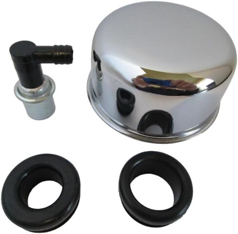 Chrome Steel Valve Cover Breather, 90deg PCV Valve And Rubber Grommet Set, For Big Block Ford BBF 429 460 Engine, Fits Valve Cover With 1.25 in (1 1/4 in) Hole, Valve Covers Part Numbe 4870/4201 in Saudi Arabia