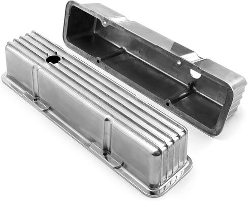 Speedmaster PCE314.1070.05 Compatible with Chevy SBC 350 Nostalgic Finned Aluminum Valve Covers - Tall w/Hole in Kuwait