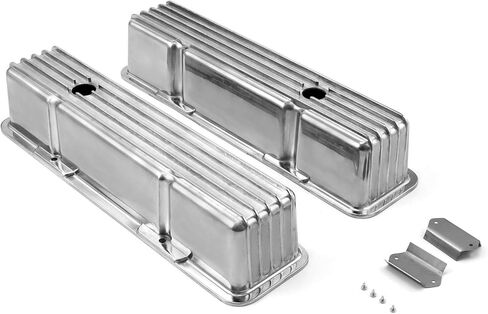 Speedmaster PCE314.1070.05 Compatible with Chevy SBC 350 Nostalgic Finned Aluminum Valve Covers - Tall w/Hole in Kuwait