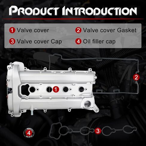 Engine Valve Cover with Gasket & Cap, Compatible with Chevy Captiva Sport 2011-2015, Equinox 2010-2017, Malibu 2013-2014, Orlando 2012-2014, Impala; GMC Terrain; Buick LaCrosse, Regal, Verano - 2.4L in Saudi Arabia