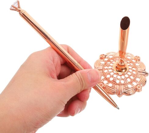 Rose Gold Desktop Counter Ballpoint Pen with Rhinestones, Single Piece Signature Pen for Hotel and Office Use, Wedding Planning and Business Desk Stationery in Kuwait