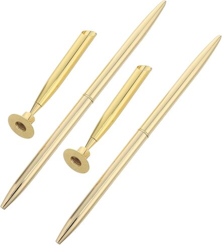 Sewroro Gold Ballpoint Desk Pen with Stand 0.5mm Nib Metal Signing Pen for Bridal Guest Book Reception Office Counter Use in Kuwait