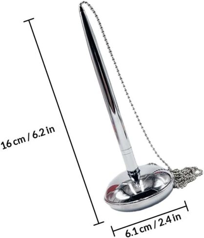 Abaodam Signature Pen with Chain and Stand Silver Counter Desk Writing Pen for Bank Office Hotel Reception Use in Kuwait