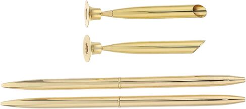 قلم توقيع للضيوف من Luxshiny Metal Gold مع حامل مقاس 0.5 مم - مجموعة أقلام مكتب توقيع للمكتب والزفاف مع قاعدة للمناسبات والاستقبال in Kuwait