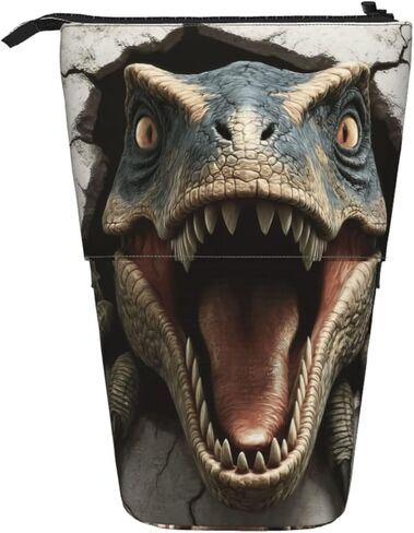 Dinosaur Kids Standing Pencil Case Girls Boys Telescopic Stationary Pouch with Zipper Large Capacity Stand up Pen Bag Portable Makeup Holder for Children School Students Office Supplies in Kuwait