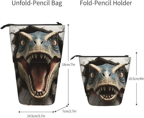 Dinosaur Kids Standing Pencil Case Girls Boys Telescopic Stationary Pouch with Zipper Large Capacity Stand up Pen Bag Portable Makeup Holder for Children School Students Office Supplies in Kuwait