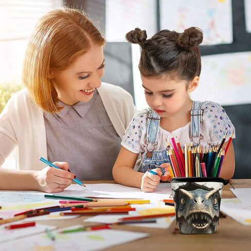 Dinosaur Kids Standing Pencil Case Girls Boys Telescopic Stationary Pouch with Zipper Large Capacity Stand up Pen Bag Portable Makeup Holder for Children School Students Office Supplies in Kuwait