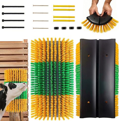 Livestock Scratching Brush 2-Pack — Cattle Horse Goat Pig Sheep Grooming Post with 16 Screws, Weather-Resistant Barn Fence Mount in Saudi Arabia