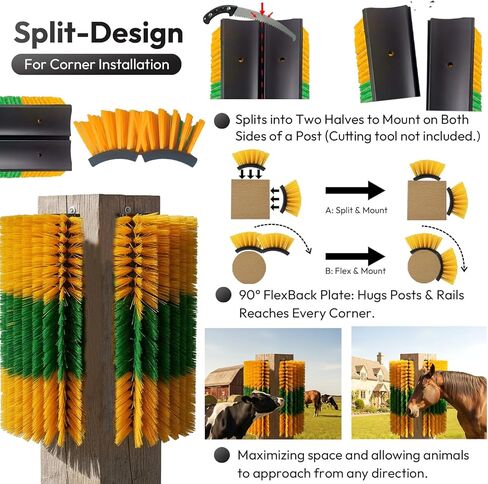 Livestock Scratching Brush 2-Pack — Cattle Horse Goat Pig Sheep Grooming Post with 16 Screws, Weather-Resistant Barn Fence Mount in Saudi Arabia