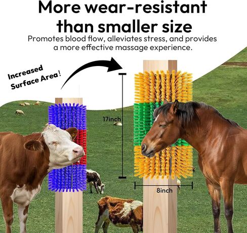 Livestock Scratching Brush 2-Pack — Cattle Horse Goat Pig Sheep Grooming Post with 16 Screws, Weather-Resistant Barn Fence Mount in Saudi Arabia