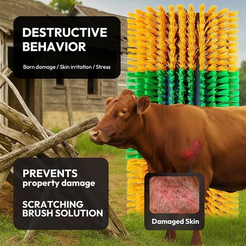 Livestock Scratching Brush 2-Pack — Cattle Horse Goat Pig Sheep Grooming Post with 16 Screws, Weather-Resistant Barn Fence Mount in Saudi Arabia