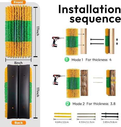 Livestock Scratching Brush 2-Pack — Cattle Horse Goat Pig Sheep Grooming Post with 16 Screws, Weather-Resistant Barn Fence Mount in Saudi Arabia