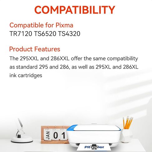 Pitooler Extra High Yield 295XXL 286XXL Ink Cartridge Replacement for Canon PG-295 CL-286 / PG-295XL CL-286XL Ink Cartridges Compatible for Canon TR7120, TS6520, TS4320 Printer (1500 Page Yield) in Saudi Arabia